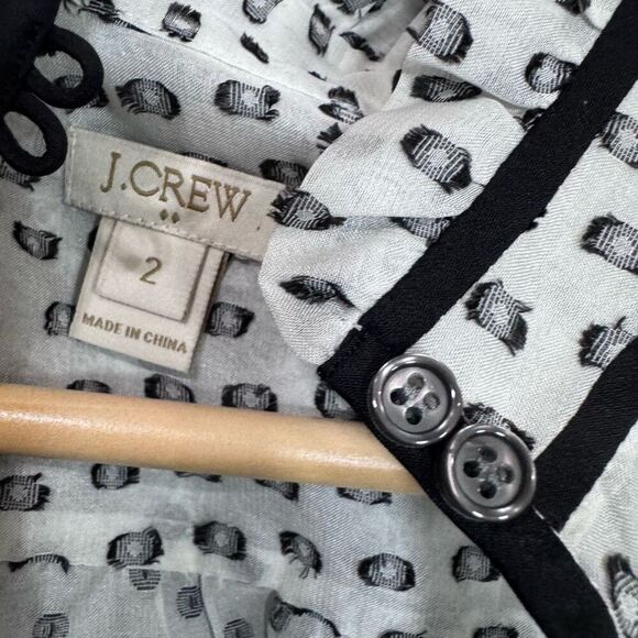J. Crew  Semi-Sheer Swiss Dot Novelty Artist Top Keyhole Ruffle Trim Blouse size - Picture 7 of 7
